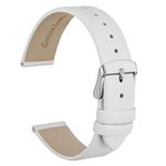 WOCCI 20mm Elegant Leather Watch Strap for Ladies with Silver Buckle (White)