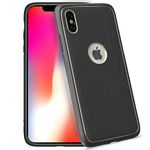 Pikkme Back Cover | Gold Electroplating Leather Chrome | Raised Edges | Super Soft-Touch | Bumper Case for iPhone Xs Max (Black)