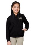 Alan Jones Clothing Girls Poly Cotton Hooded Neck Regular Sweatshirt (Gl20-Sw02-Bck-13.14Yrs_Black_13Years-14Years)