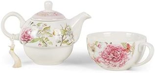 5.8" Porcelain Tea for One, Pink Peony