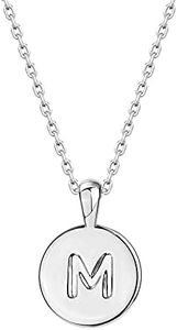 PAVOI 14K Gold Plated Initial Letter Pendant Necklace for Women | Gold Alphabetical Initial Necklace, White Gold, No Gemstone