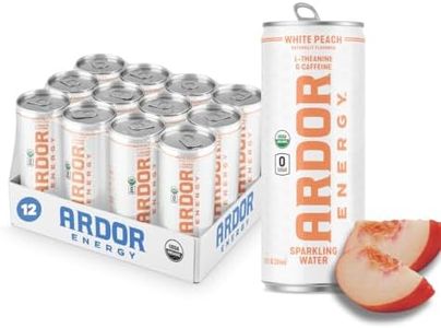 ARDOR ENERGY Sparkling Water White Peach 12 pack with 100mg Organic Caffeine from Green Tea & 200mg Organic L-Theanine (Focus & Calm). No Sugar. No Calories. Vegan. Gluten Free.