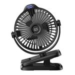 Minthouz Clip on Fan, 8000mAh USB-C Rechargeable Battery Operated Fan, 5 Speeds Portable Small Fan, Low Noise Desk Fan with Clip Ideal for Outdoor Camping/Stroller/Home/Office