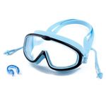 Boldfit Swimming Goggles for Kids, Boys With Adjustable Strap Goggles for Swimming, Swimming Goggles for Girls Air Tight Swim Goggles for Kids, Swim Goggles with Free Ear & Nose Plug - Blue Black