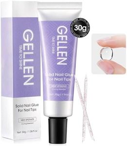 Gellen Solid Nail Glue Gel, 30g Nail Glue for Press On Nails, UV Nail Glue for Nail Tips Super Strong Solid Nail Glue for Acrylic Nails, UV/LED Lamp Cured