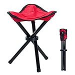 COVVY Outdoor Tripod Stool Portable Foldable Small 3-Legged Canvas Chair for Hiking Camping Fishing Picnic Beach BBQ Travel Backpacking Garden Seat (Red)