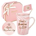 DONGSHANGIFT Best Grandma Mug Best Grandma Ever Coffee Mug Grandma Gifts Set for Mothers Day from Granddaughter Grandson Birthday Gift for Grandma 14oz Gift Box Set(Pink-Best Grandma)