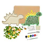 Mold Your Memories Wood Diy Dino Mosaic Art Kit, Creative Art And Craft Kit, Birthday Return Gift For Boys And Girls (Dino, Multicolor)