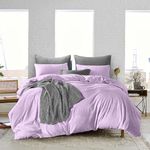 1000 Thread Count Oversized King 116x98 Size Lilac Solid Egyptian Cotton Duvet Cover Super Soft Comfortable 3 Piece Set 1 Duvet Cover with 2 Pillow Cover Soft Wrinkle Free Cooling Sheet