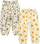 MYGBCPJS Baby Boys Girls Cotton Linen Trousers Kids Casual Ankle Pants Loose Long Bloomers, Two Pack # 12, 4-5 Years