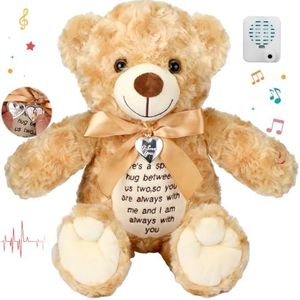 Silipull 12 Inch Bear Stuffed Animals with Voice Recorder Photo Pendant Set Cute Soft Plush Bear Messages Playback Stuffed Animals with Zipper for Boys Girls Mother's Day Valentine's Day