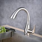 Professional High-Arc Kitchen Tap Brushed Nickel, Sink Mixer Taps with 360 ° Rotation Pull Out Swivel Spout,Single Handle Dual Function Sprayer, Nickel Brushed,BLSS1749N