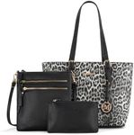 Montana West Tote Bag for Women Purse and Hand Bags Tote Purse and Wallet Set Shoulder Satchel Bag for Women Black Leopard Print gifts MWC3-G055BK