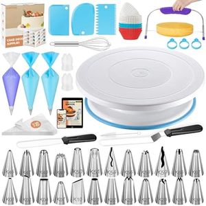 Kootek 140PCs Cake Decorating Kits, Baking Supplies Tools with Cake Stand Turntable, Piping Bags and Tips, Cake Leveler, Frosting Icing Spatulas & More Accessories for Cake Cupcake Decorations