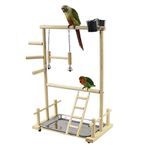 Parrots Playstand Bird Playground Wood Perch Gym Stand Playpen Ladder with Toys Exercise Playgym for Small Parakeets, Cockatiels, Finches, Budgie