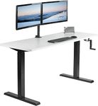 JIN OFFICE Wrought And Cast Iron Manual Height Adjustable Desk|Standing Desk|Black Frame With White Tabletop|Manual Height Adjustable Table With Hand Crank|80 Kg Weight Capacity (1200 X 750 Mm Top)