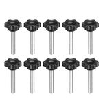 uxcell Clamping Screw Knob, Plum Hex Shaped Grips Star Knob M6 x 50mm Male Thread, 10 Pcs