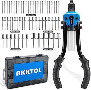 AKKTOL Pince a riveter pop 33cm ensemble 5en1 avec 210 rivets alu pour rivets aveugles Ø 6.4 à 2.4 mm en acier inoxydable alu | Riveteuse manuelle professionnelle