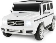 HONEY JOY Licensed Mercedes-Benz G500 Kids Ride-on Car, 12V Battery Powered Ride-on Truck w/Remote, Rocking, 3 Speeds, Horn, Music & LED Lights, Spring Suspension, 4WD Electric Vehicle for 3+ (White)