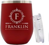 The Wedding Party Store Personalized 12 oz Insulated Stemless Wine Tumbler - Custom Engraved and Monogrammed (Maroon)