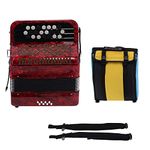 22 Key Piano Accordion 8 Bass Professional Button Reed Accordion Instrument for Beginner with Storage Bag(Red)