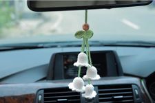 SYCAMORE EAST Car Decoration,Car Mirror Hanging Accessories,Cute Car Accessories, Bellflower Hand Knitted Car Pendant Car Charm Suitable for Backpacks, Key Chains, Car Accessorie Valley Hanger 1 PCS