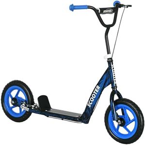 AIYAPLAY Trottinette patinette Scooter Enfant Grandes Roues de 6 à 12 Ans Hauteur réglable Frein arrière béquille Bleu