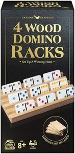 Wood Domino Racks, Set of 4 Trays for Mexican Train and Other Dominoes Games, for Families and Kids Ages 8 and up