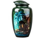 OUTRIGHT Fish and Cabin Printed Funeral Cremation Urn for Human Ashes Adults (Fish and Cabin, Adult 250lbs)