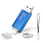 USB C Memory Stick 128 GB, 2 in 1 Type C Flash Drive 128gb USB Key Portable Otg Pendrive 128gb for Tablets, New Macbook, Android Smartphones, Samsung, Huawei, Oneplus Etc. (Blue)