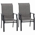 MFSTUDIO Patio Dining Chairs Padded Metal Chairs Mesh Textilene Fabric Outdoor Furniture Set of 2, High Back Chair for Garden, Poolside, Backyard, Bistro