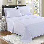100% Egyptian Cotton Flat Sheet, 200 Thread Count Ultra-Soft Long Staple Bed Sheet, Luxury Hotel Quality Bedding Sheet, Shrinkage & Fade Resistant Top Sheet- Easy Care (Single, White)