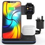 3 in 1 Wireless Charging Station Wireless Charger with Plug and Indicator for iPhone 14/13/12/11 Pro/XS, Air Pods 3/2/1/pro, Apple iWatch Series 8/7/6/5/4/3, Samsung and Qi-Certified Phones