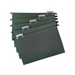 Cathedral Products A4+ (Foolscap) Green Manilla Suspension Files with Clip on Index Tabs and Inserts - Pack of 10