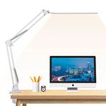 LED Desk Lamp,brightower Adjustable Swing Arm Table Lamp with Clamp,Eye-Caring Architect Desk Light,Dimmable Lamp for Home Office with USB,3 Lighting Modes with 10 Brightness Levels,12W (White)