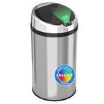 iTouchless Automatic Touchless Sensor Kitchen Trash Can - Stainless Steel – 8 Gallon / 30.3 Liter – Round Shape – Odor Control System