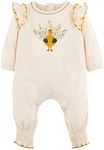 Mud Pie Baby Girl Bodysuit, Floral Turkey, 9-12 Months