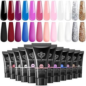Modelones 12 Colors Poly Nail Extension Gel Kit Pink Black White Red Glitter Poly Nail Gel All Seasons Classic Colors Builder Nail Gel Set Holiday Manicure DIY Design Salon at Home Beauty Gifts