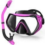 Snorkeling Gear for Adults, Dry-Top Snorkel Set Scuba Diving mask, 180°Panoramic Wide View Professional Snorkeling Gear Breathing Freely Snorkel Mask (Purple)