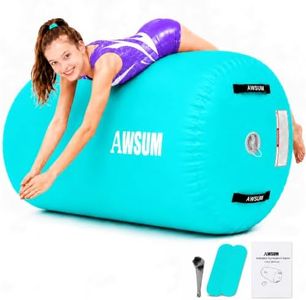 AWSUM 4ft L x 3ft Diam Gymnastics Barrel Air Roller Inflatable Tumbling Mat Back Handspring Trainer for Octagon Mat Gym Gymnastics Equipment，No Electric Pump Green