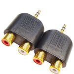 SHANFEILU 3.5mm Stereo to 2-RCA Splitter Audio Adapter Gold Plated 3.5mm TRS Male to Dual RCA Female Jack Y Plug Audio Converter (2 Pack)