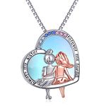 AOBOCO Sisters Gifts from Sister Sterling Silver Heart Necklace Female Friendship Jewelry Gift for My Sister Gift for Sisters Birthday Gift Christmas Holiday Gift (Moonstone)