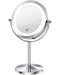 Benbilry LED Lighted Makeup Mirror - 7 Inch 1x/10x Magnifying Mirror Touch Control, Double Sided Magnified Vanity Mirror With Stand, Battery Operated (10x Dimmable Mirror)