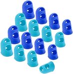 16 Pcs Finger Tips, 4 Sizes Anti-Slip and Reusable Silicone Fingertip Protector Guard Pads for Paper Sorting, Collating, Sewing, Money Counting, Guitar Playing - Sky Blue, Dark Blue