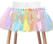 Pastel Rainbow High Chair Banner for 1st Birthday - Party Supplies for Highchair Tutu Skirt, First Birthday with One Pennant,Rainbow Birthday Decorations for Girls (Rainbow Banner)