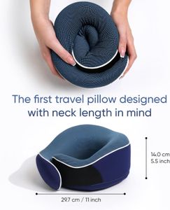 Proglobe Memory Foam Travel Pillow – Blue Neck Support Cushion