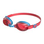 Speedo Junior Jet V2 Swimming Goggles | Kids Swim | Comfortable Fit | Adjustable Design | Anti-Fog | Anti-Leak | Learn to Swim, Turquoise/Lava Red, One Size