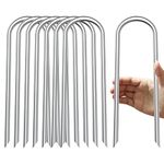 UNIPRIMEBBQ Trampoline Stakes U Shaped Anchors Heavy Duty Metal - Long Trampolines Ground Wind Stakes for Soccer Goals, Camping Tents, Garden Decoration (8pcs)