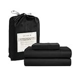 LANE LINEN Twin Sheets Set - 450 Thread Count 100% Cotton Twin Bed Sheets, 3 Pc Twin Sheet Set - Luxurious Satin Sheets, Bedding for Kids, Dorm Rooms & Adults, Breathable Cotton Sheets - Black