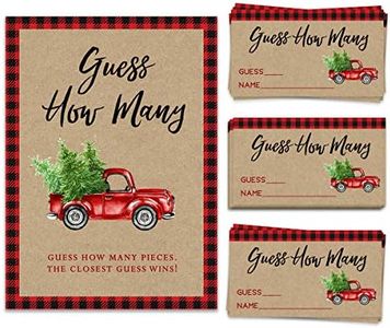 Christmas Candy Jar Guessing Game, 50 Cards and Matching Sign, Guess How Many, Festive Holiday Activity